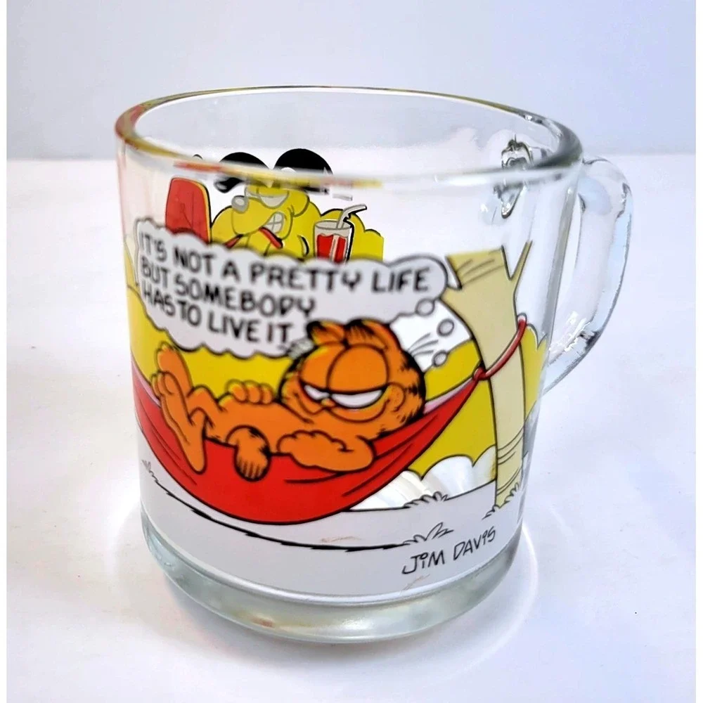 Vintage 1978 McDonald's Garfield Odie Anchor Glass Mug Tumbler Retro Coffee Cup